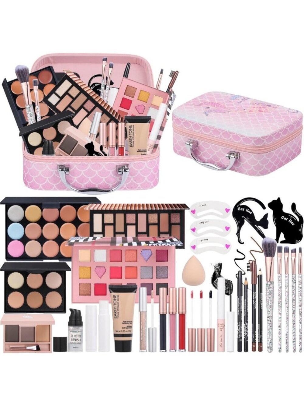 18-Color Makeup Kit for Teens & Women | Beginner-Friendly Set with Brushes & Box